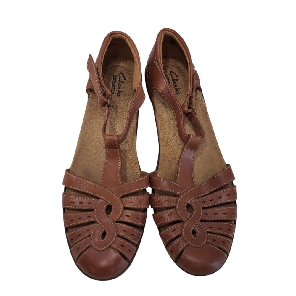 Clarks Women's Brown Leather Closed Toe Sandal, Size 8 N